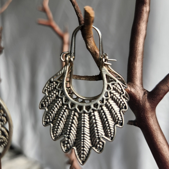 Silver and Turquoise Bohemian Earrings Set Of 3 - Picture 6 of 7